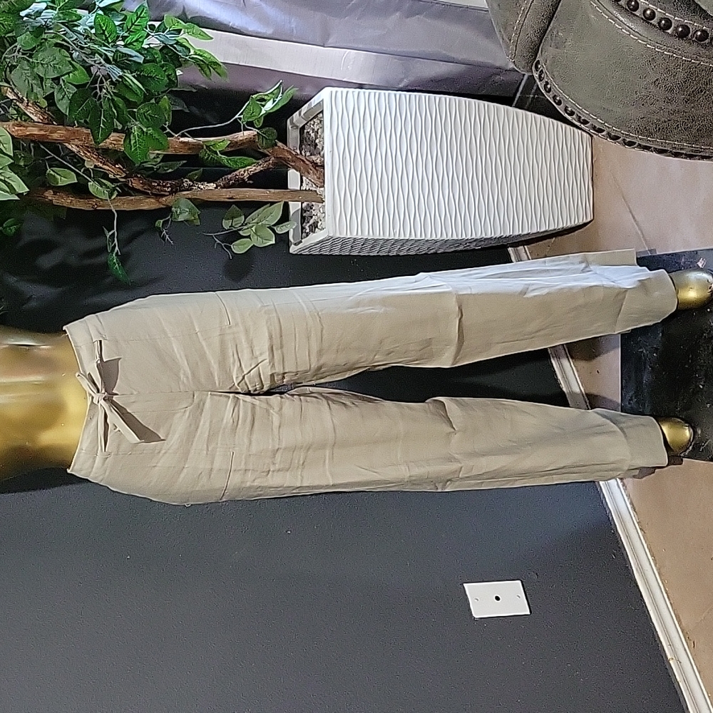 Tahari Womens Tan Linen Wide Leg Dressy Pants Size 12